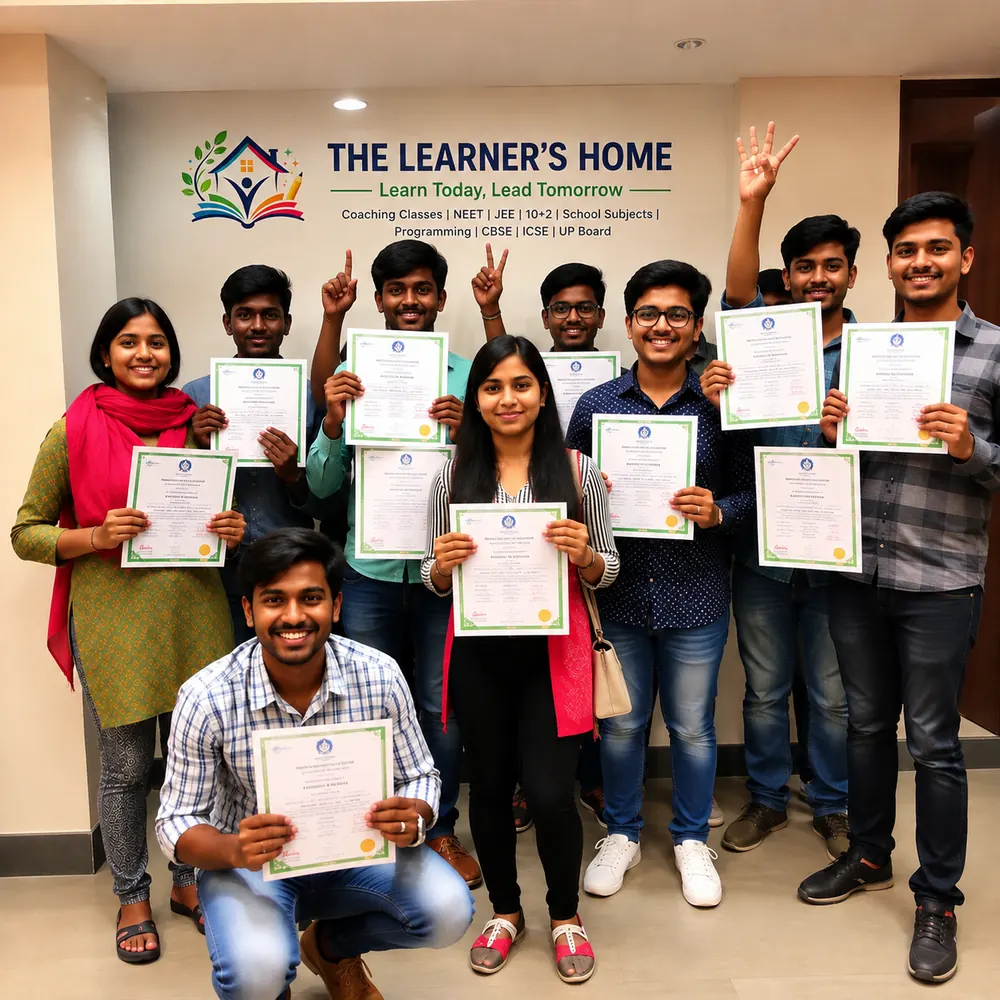 Students of The Learner's Home celebrating with achievement certificates